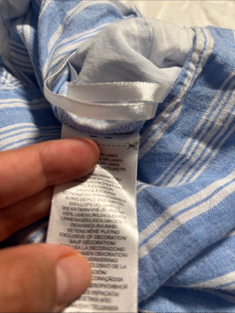 Lauren Ralph Lauren Light Blue and White 100 ‘/. Linen Striped Sundress - Picture 8 of 8